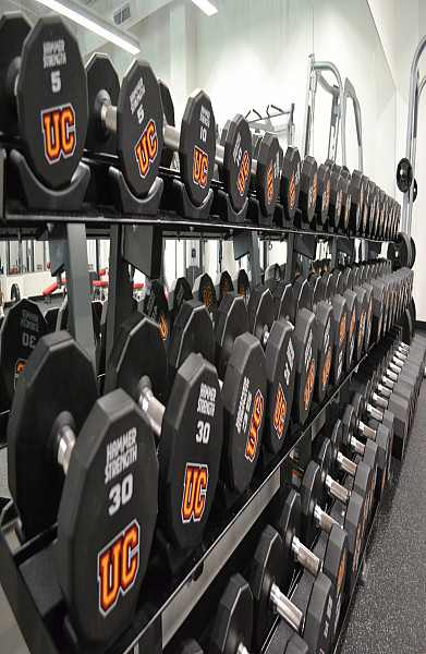 Free weights are available for all students in our state of the art Fitness center in Floy Lewis Bakes Sports Complex.