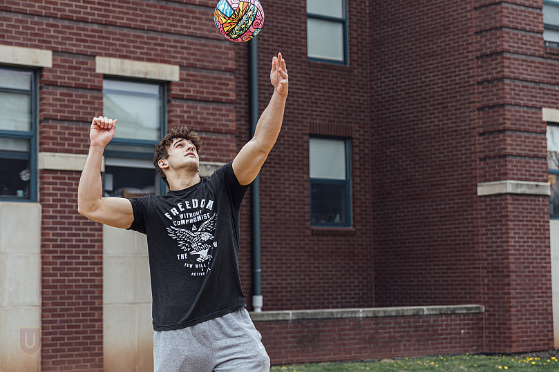Students play volleyball at Paisley Beach - April 10, 2024