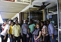 The 2014 trip to Mississippi and Alabama in front of Stribling Drug Store in Philadelphia, Miss. Photo by Aaron Mitchell.