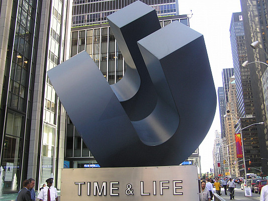 Cubed Curve, once a familiar sight to millions in mid-town Manhattan, was donated to the Berman Museum by the Rockefeller Group.