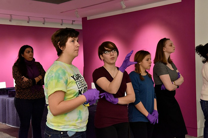 Ursinus students minoring in museum studies curate the Berman Museum exhibition, Natessa Amin: Dancing on the Water Tank.
