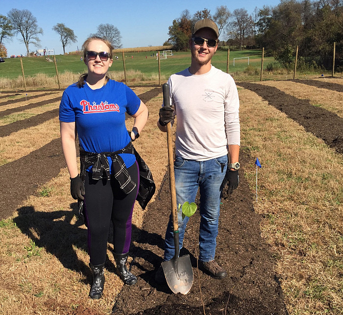 Members of the Ursinus community planted a food forest at Whitaker Environmental Research Station.