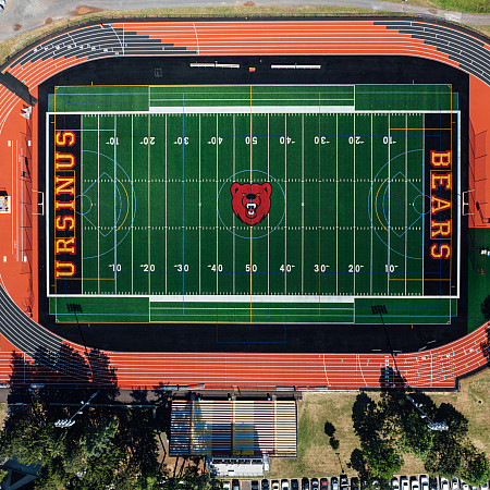 Birds-eye view of Ursinus Bear's football field.