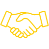Yellow handshake icon.