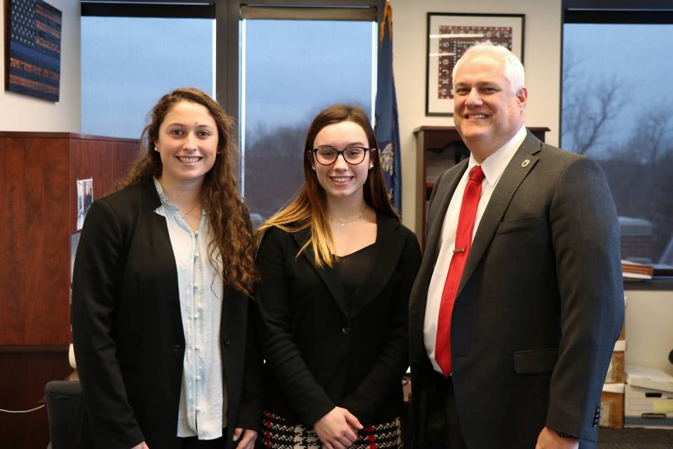 Bucks County District Attorney Matt Weintraub '90 with Alexa McCall '23 and Allyson Meakim '23.
