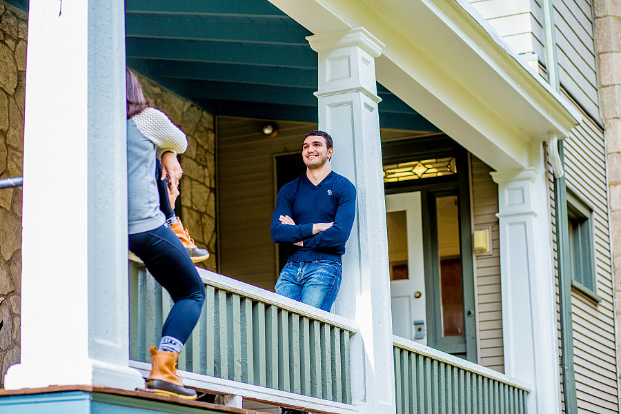 Main Street House - students on porch