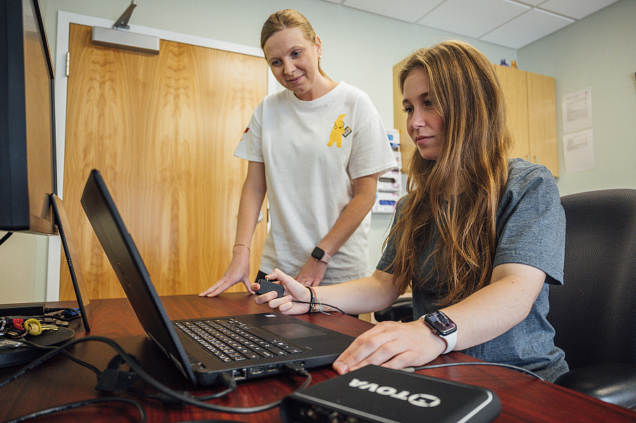 Brooke Richards '26 and Dr. Nicole Ivaska perform research on ADHD and anxiety in the TRACE Lab as a part of the Summer Fellows Research ...