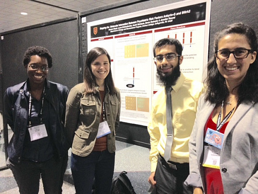Pictured are Dr. Favero, Dr. Round, junior Usman Baqai and 2015 alum Erica Gorenberg.