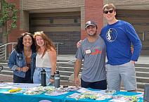 Mekha Varghese '23, Rachel Arthur '23, Dominic Mincozzi '24, and Cole Grubbs '25 help register students to vote.
