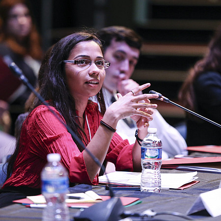 CSCG - student on microphone candid