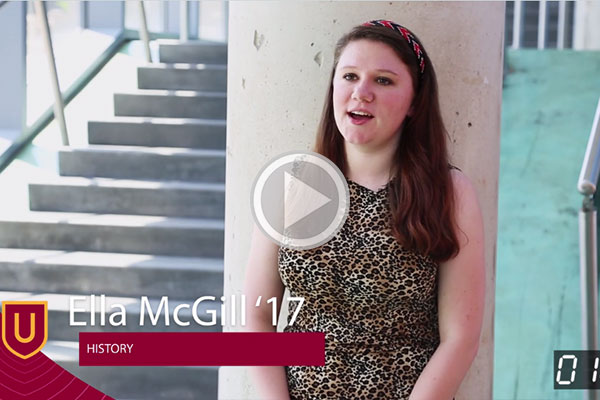 Ella McGill speaking about her travels to Uganda to study the education system