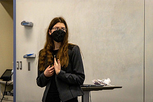 Christine '22 presenting Jewelry for Humanity